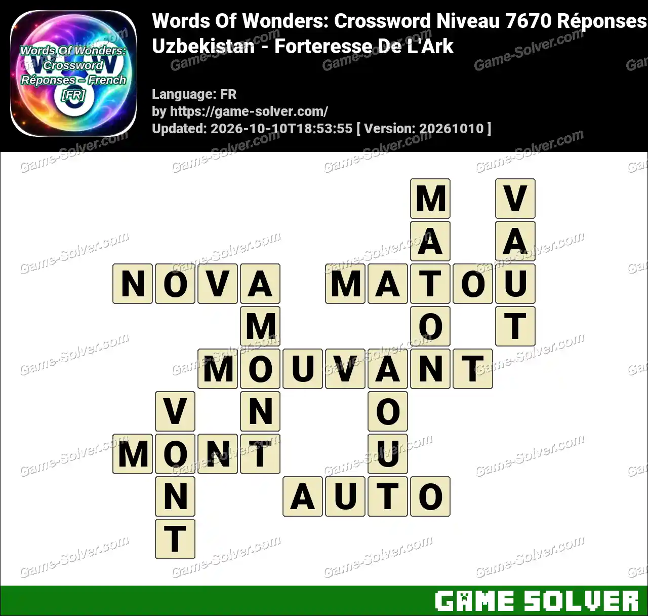 Words Of Wonders: Crossword Niveau 7670 Réponses – Uzbekistan – Forteresse De L’Ark